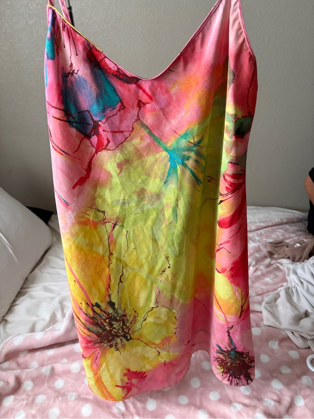 Natori Watercolor Floral Slip Camisole in Pink, Yellow & Teal